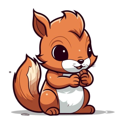 Cute squirrel cartoon isolated on a white background. Vector ill