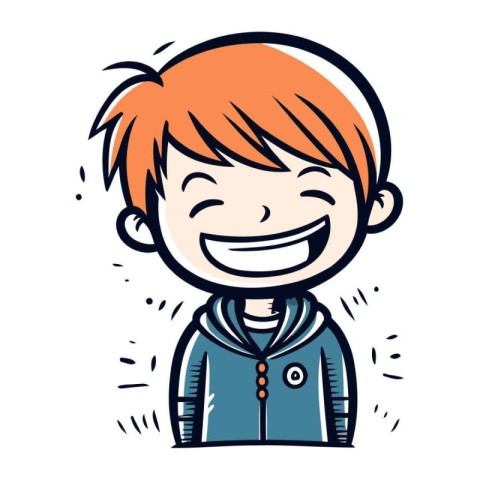 Vector illustration of a happy cartoon boy with red hair and blu