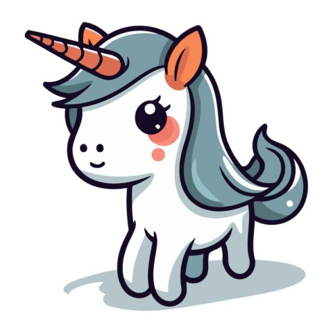 Cute cartoon unicorn isolated on a white background. Vector illu