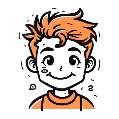 Vector illustration of a boy with red hair and an orange shirt.