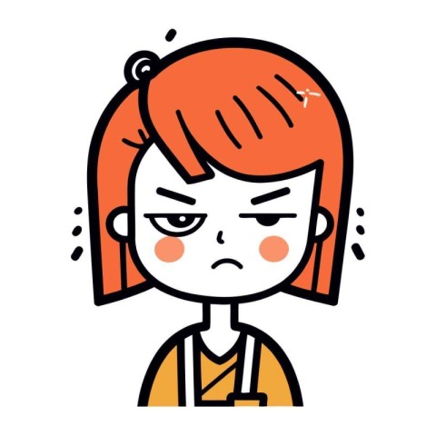 Angry Girl Face Expression Vector Illustration. Emotion Icon.