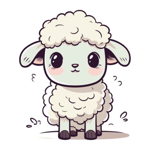 Cute cartoon sheep. Vector illustration isolated on a white back