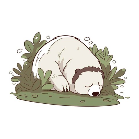 Illustration of a sleeping dog in the grass. Vector illustration