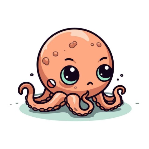 Cute cartoon octopus. Vector illustration isolated on white back