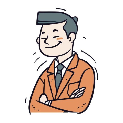 Vector illustration of a smiling businessman in a suit with cros