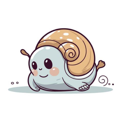 Cute cartoon snail. Vector illustration. Isolated on white backg