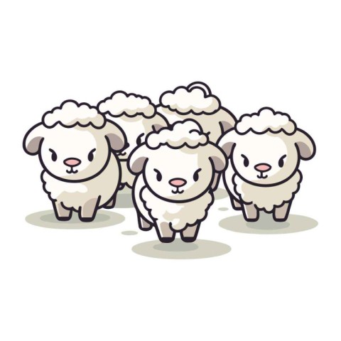 Cute sheeps cartoon vector illustration. Cute cartoon sheeps ico