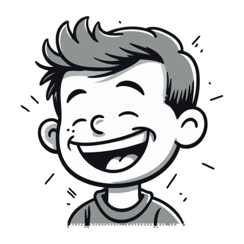 Vector illustration of a happy laughing boy. Hand drawn cartoon