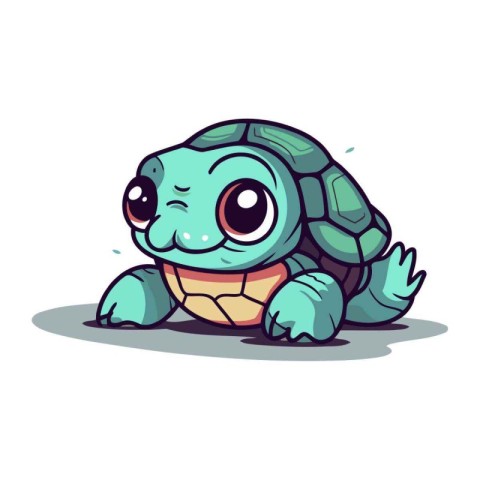 Cute cartoon turtle. Vector illustration isolated on a white bac