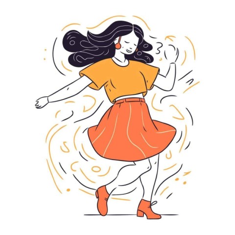 Beautiful girl dancing. sketch for your design. Vector illustrat