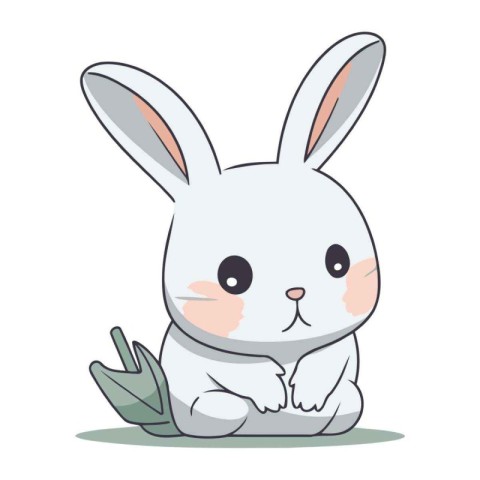 cute rabbit with tulip isolated icon design. vector illustration