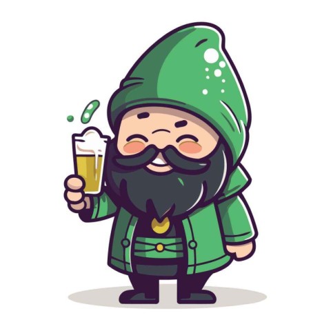 Leprechaun with a glass of beer. Vector illustration