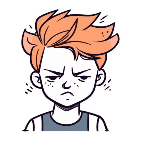 Angry man with red hair. Vector illustration in cartoon style.