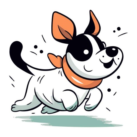 Cartoon Illustration of a Cute Little Puppy Dog Running