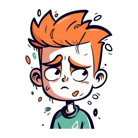 Cartoon boy crying. Vector illustration of a sad boy crying.