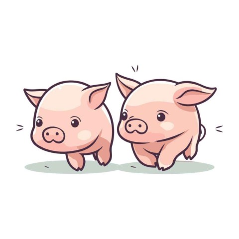 Cute pig cartoon vector illustration. isolated on a white backgr