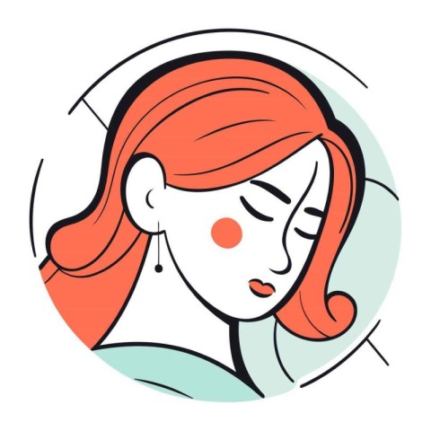 Vector illustration of a woman with red hair in a flat style.