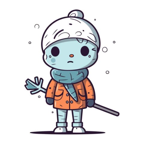 Cute boy in winter clothes. Vector illustration in cartoon style