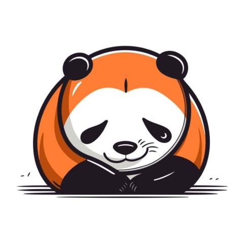 Cute cartoon panda in a bear costume. Vector illustration.