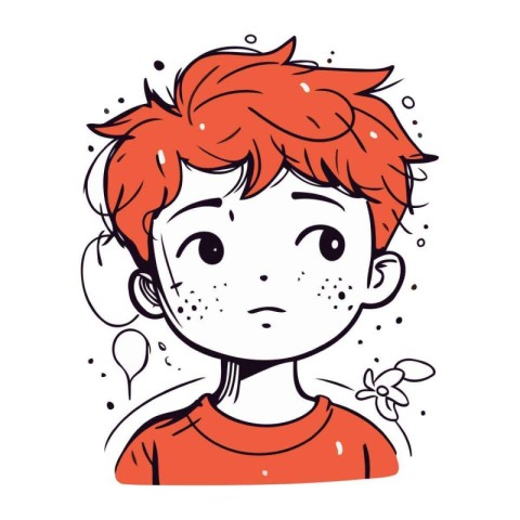 Vector illustration of a boy with red hair and freckles.