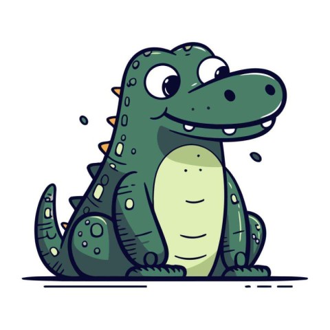 Cute cartoon crocodile. Vector illustration. Isolated on white b