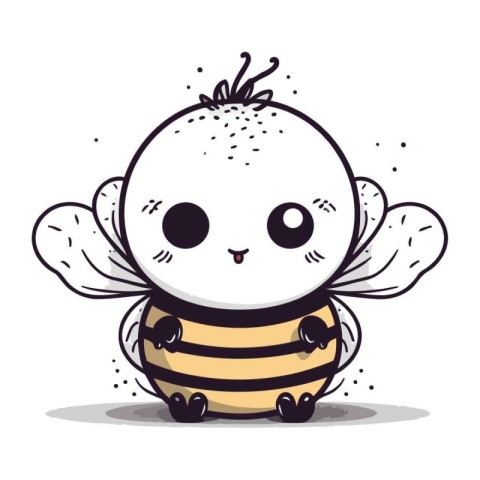 cute bee cartoon vector illustration graphic design doodle hand