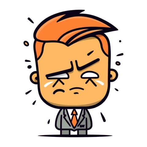 Angry boss   Vector Cartoon Illustration of a Sad Businessman