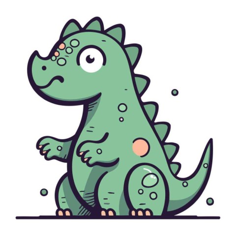 Cute cartoon dinosaur. Vector illustration. Isolated on white ba