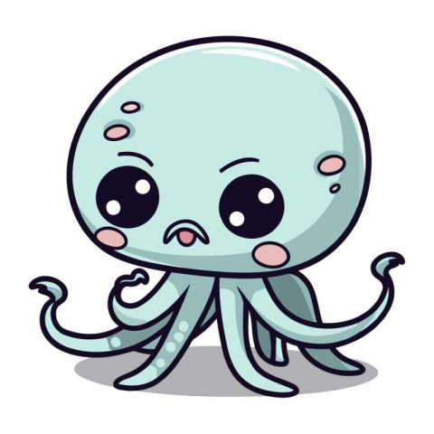 Octopus character cartoon style vector illustration. Cute octopu