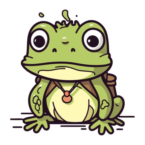 Cute cartoon frog. Vector illustration isolated on a white backg