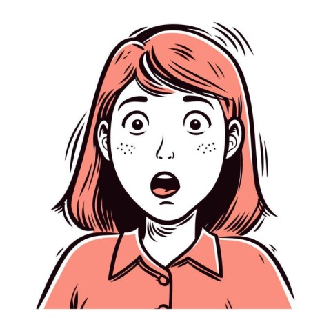 Surprised woman face. Vector illustration in retro comic style.