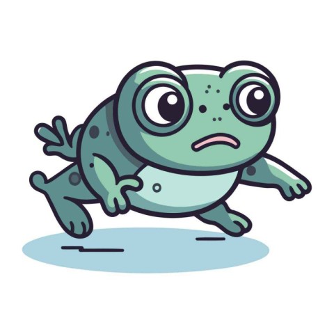 Frog cartoon vector illustration. Cute little frog isolated on w