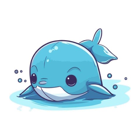 Cute cartoon whale isolated on a white background. Vector illust