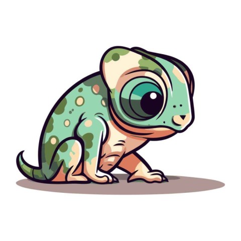 Cute cartoon chameleon on a white background. Vector illustratio