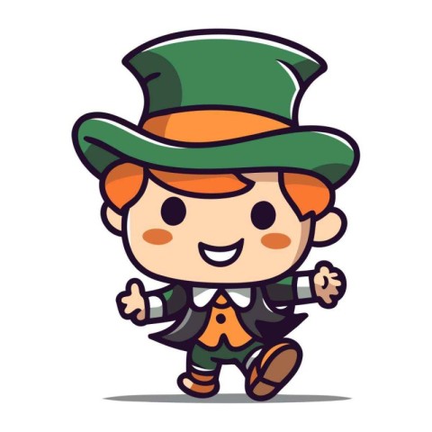 Cute Leprechaun Boy Cartoon Character Vector Design Illustration