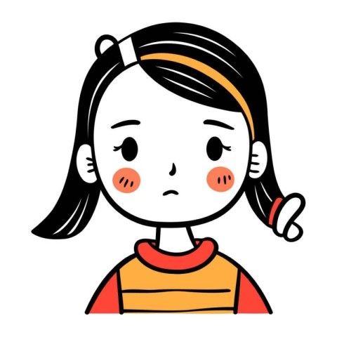 Angry little girl. Vector illustration of a sad little girl.