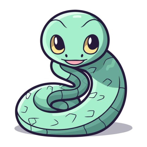 Cute snake character cartoon style vector illustration. Isolated