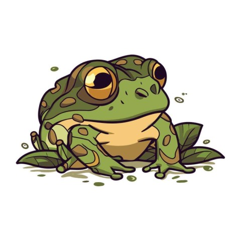 Frog cartoon icon. Vector illustration of a frog. Isolated on wh