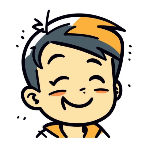 Vector illustration of happy cartoon boy face. Smiling boy face.