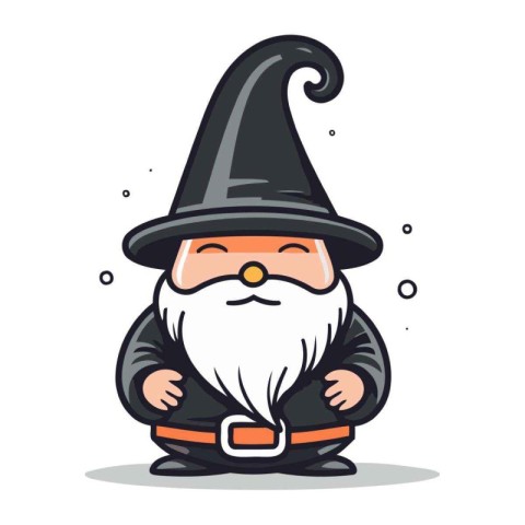 Garden gnome with hat. Vector illustration in cartoon style.