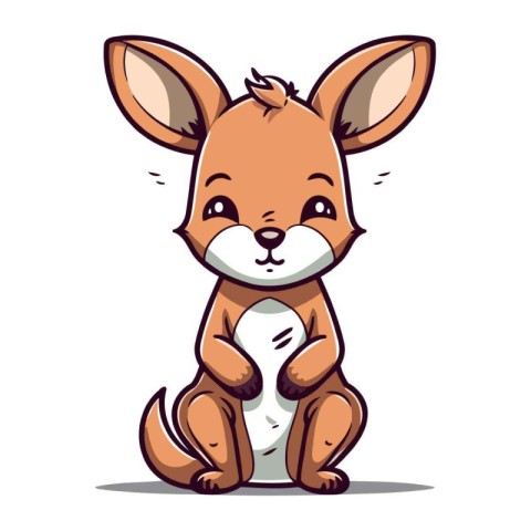 Cute kangaroo isolated on white background. Vector illustration.