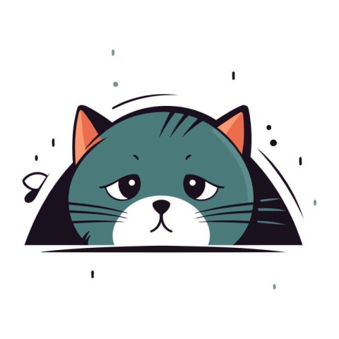 Cute cat face. Kawaii cartoon character. Vector illustration.