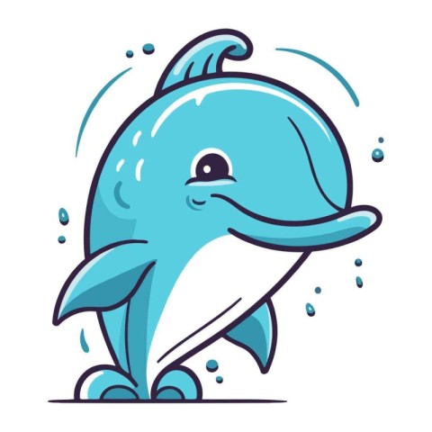 Cute cartoon dolphin. Vector illustration of a cute dolphin. Car