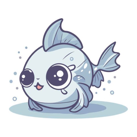 Cute cartoon fish. Vector illustration isolated on a white backg