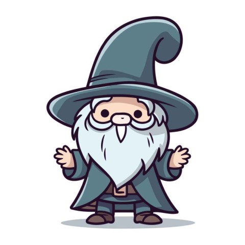 Wizard Wearing Costume Cartoon Mascot Character Vector Illustrat