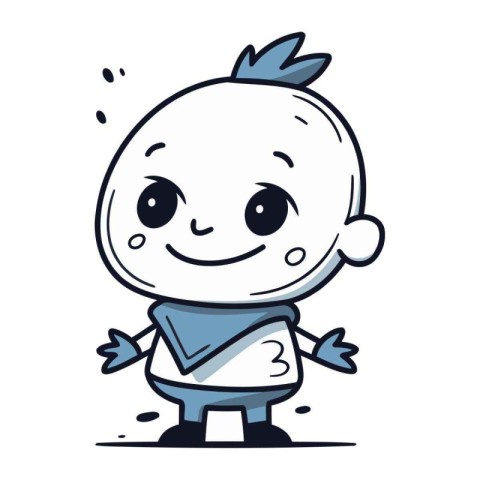 Cute cartoon baby boy standing and smiling. Vector clip art.