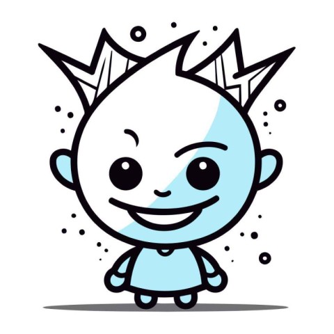 Cute baby boy with crown. Vector illustration. Cartoon style.