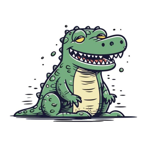 Crocodile vector illustration. Cute cartoon crocodile.