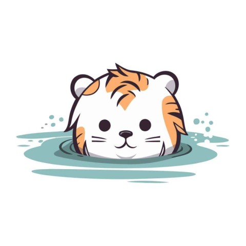 Cute hamster in water. Vector illustration on white background.