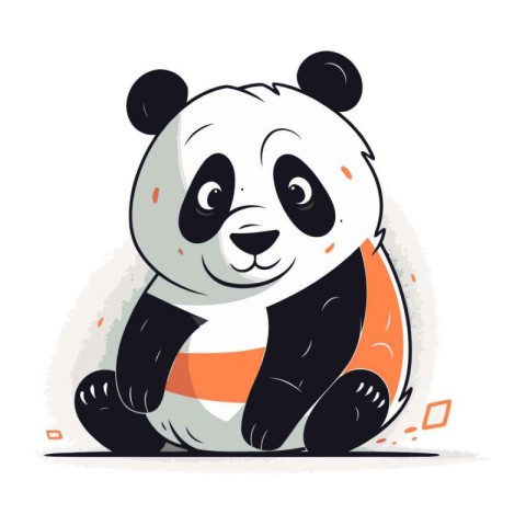 Cute cartoon panda sitting on the ground. Vector illustration.